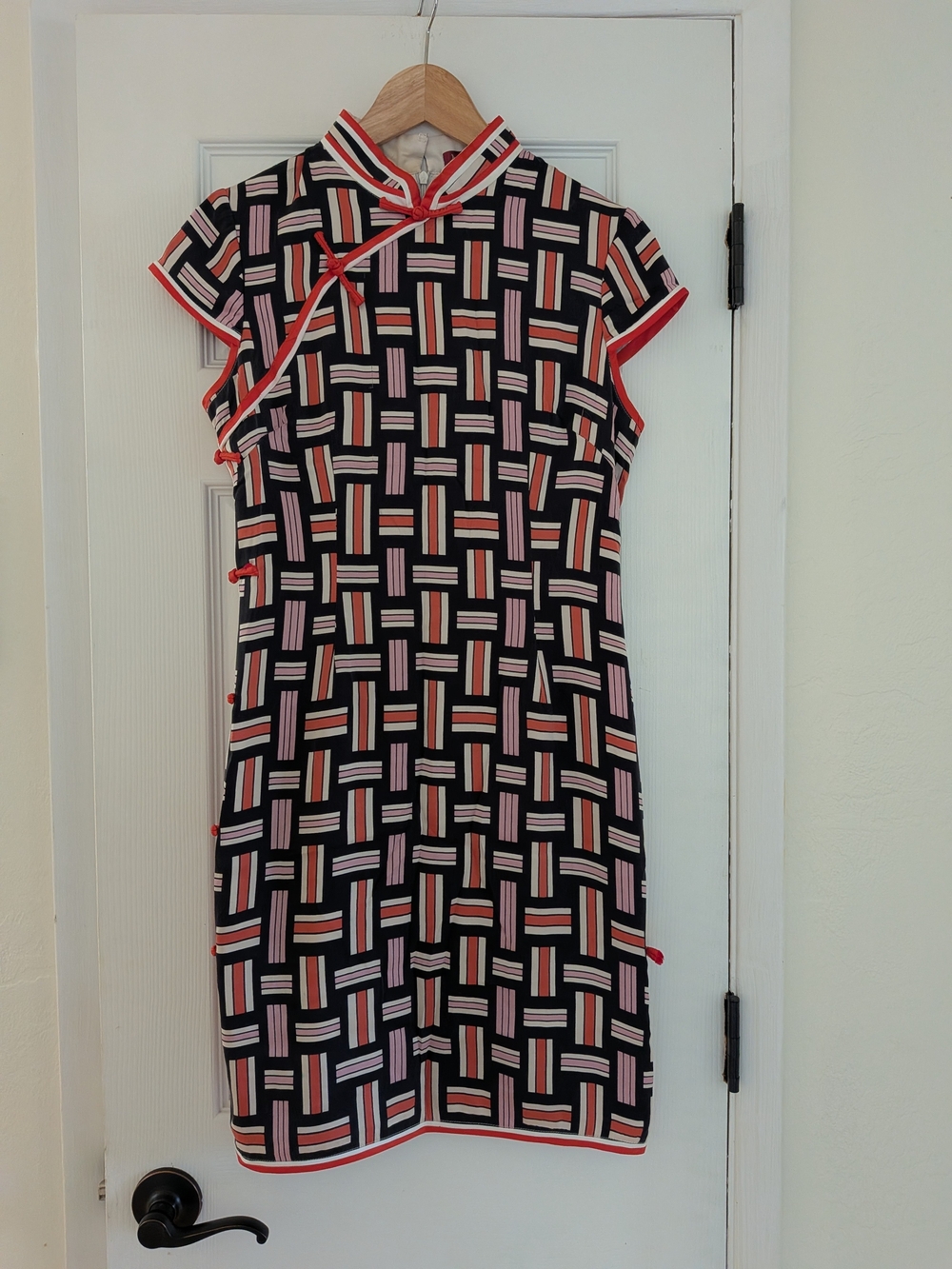 Qipao Cheongsam Women's SS Geometric Dress Purple/White/Navy Size XL Dashang Hai